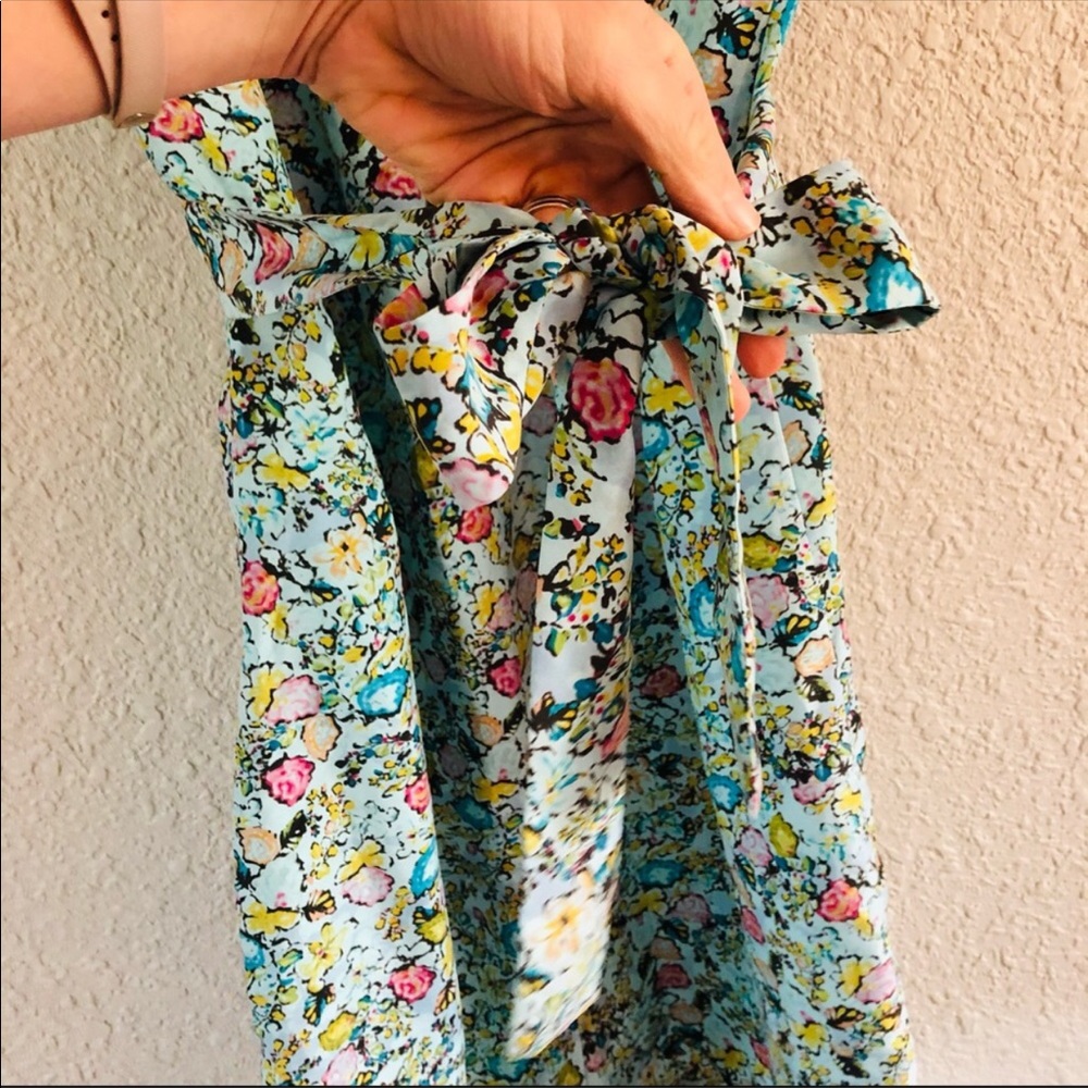 Sundance silk light blue floral tie waist dress size 14 - Picture 4 of 14